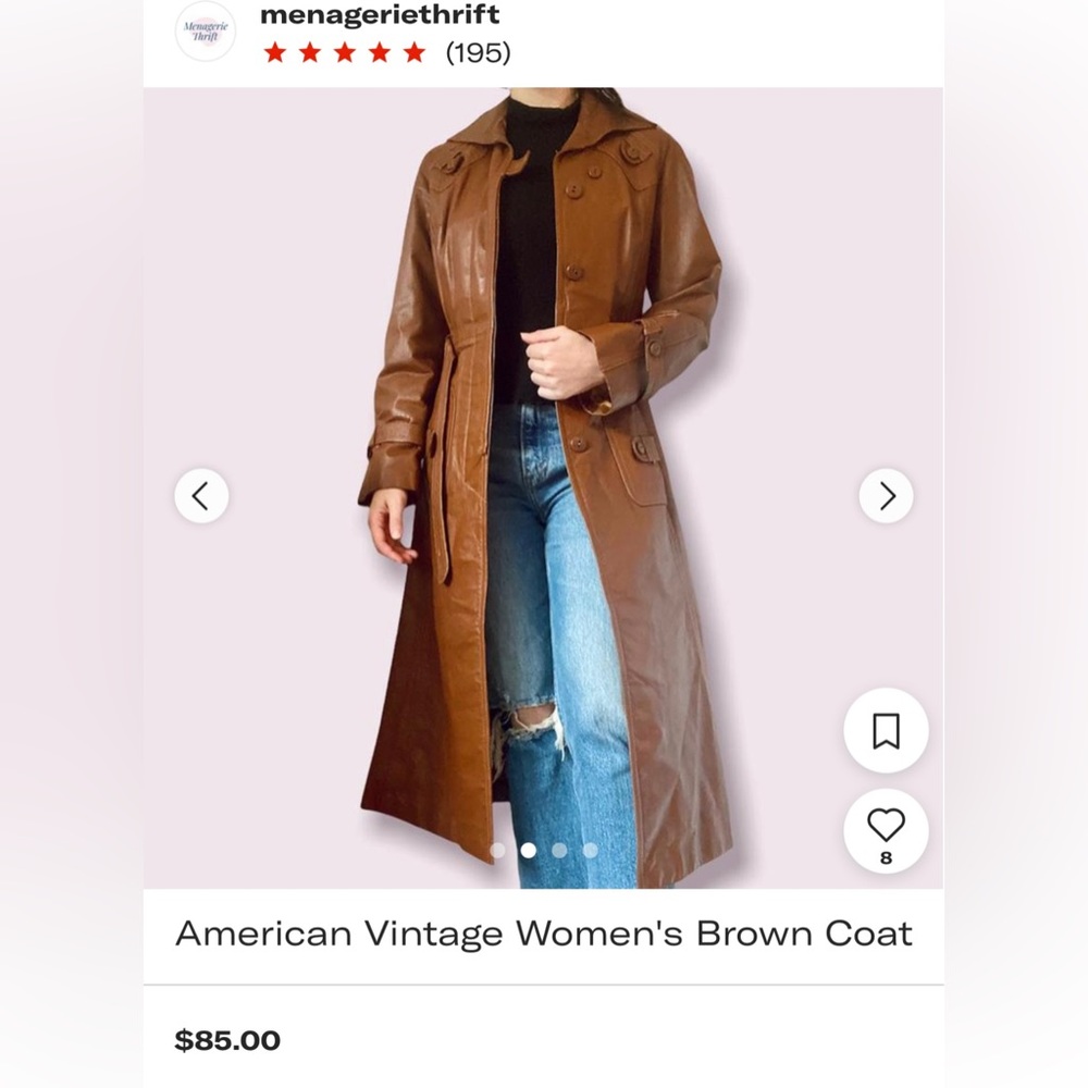 Vintage brown leather coat